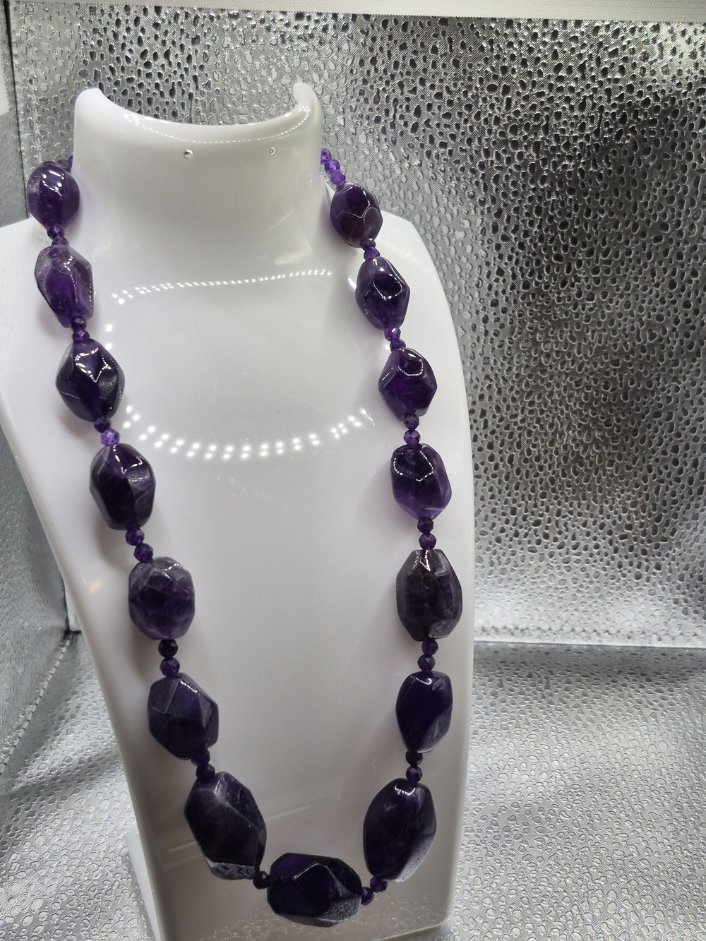 Handcrafted Purple Amethyst  Statement Necklace